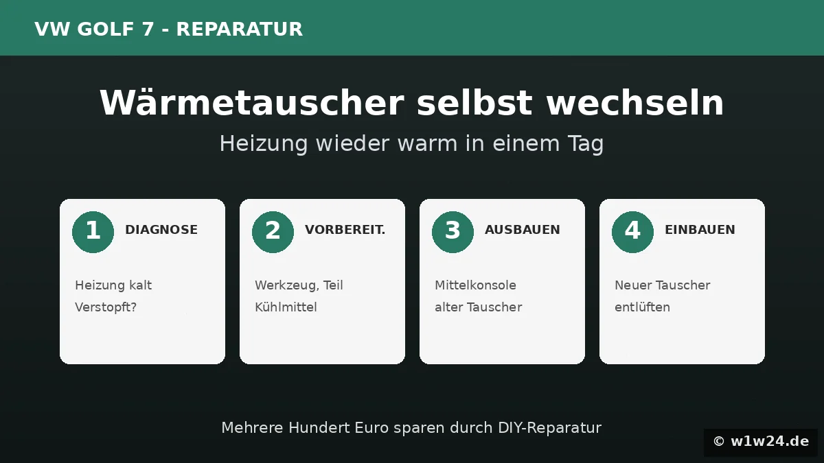 VW Golf 7 Waermetauscher selbst wechseln - 4 Schritte